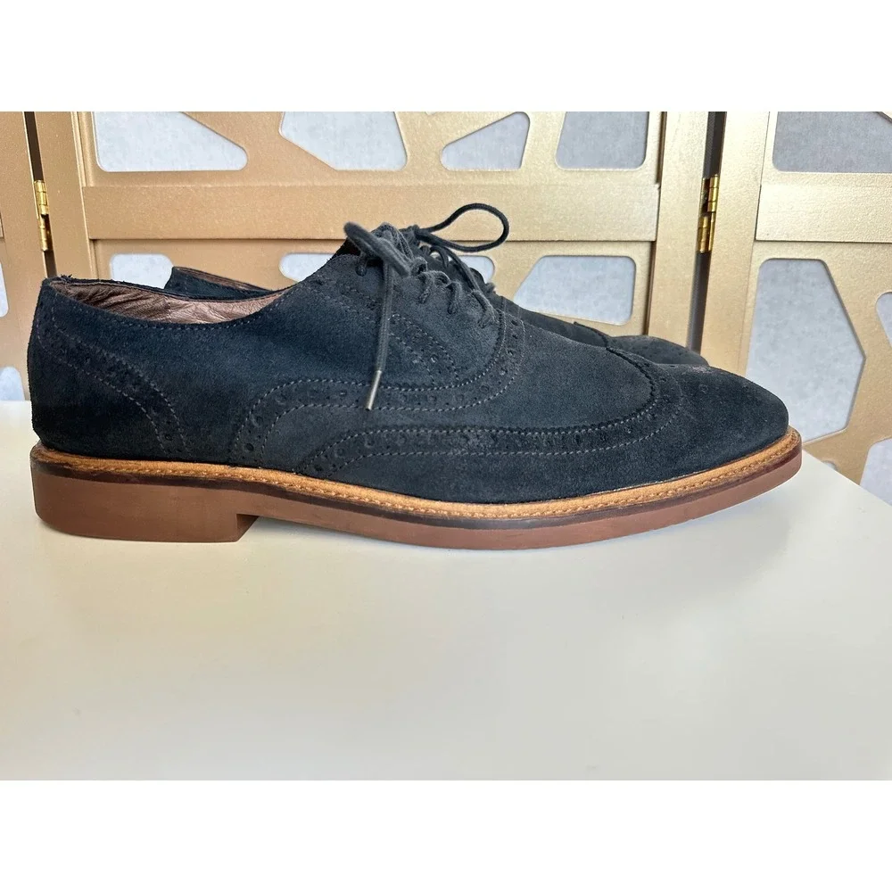 Sperry Top-Sider Morgan Mens 13 Navy Blue Suede Wingtip Oxford Brogue Shoes